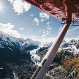 Aerial view on ski planes over Mt Cook