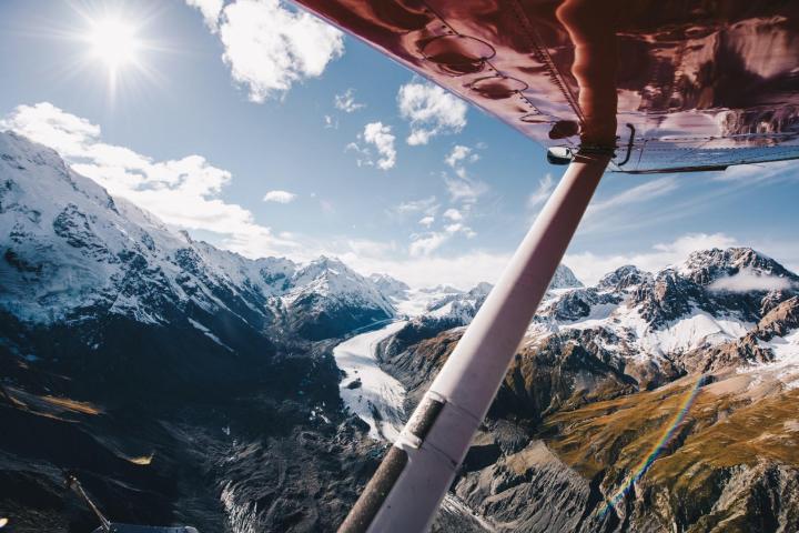 Aerial view on ski planes over Mt Cook