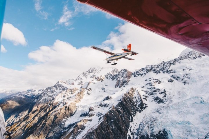 Ski planes flying over Mt Cook