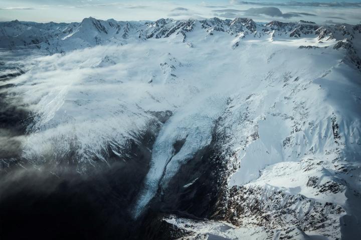 Mountain covered with snow in mt cook