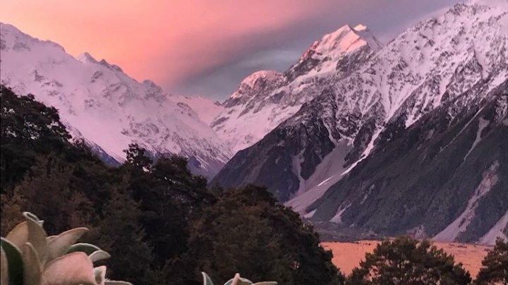 Mountains covered with thick snow in mt cook