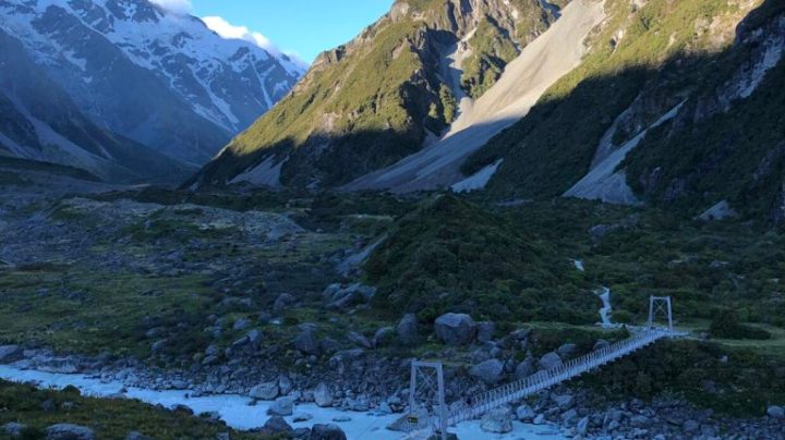 Green landscape in Mueller Hut in New Zealand