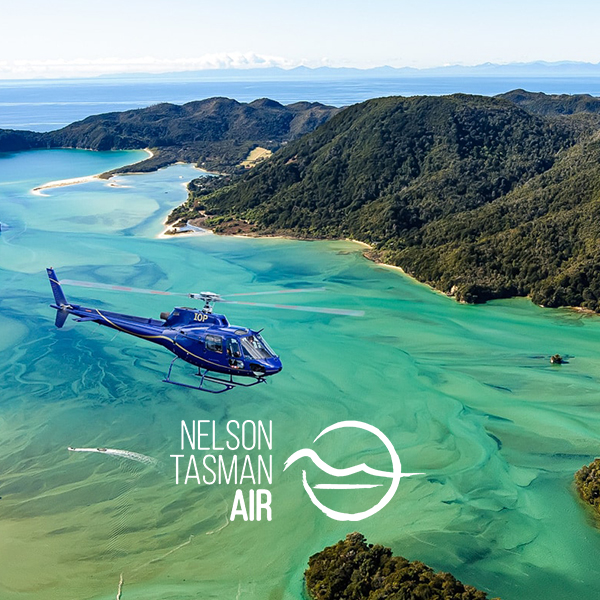 Blue helicopter flying in the beautiful island