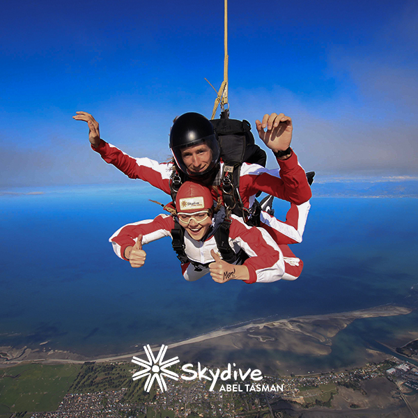 Tandem skydiving experience in Abel Tasman