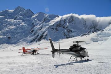 helicopter and ski plane