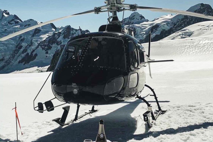 a helicopter in the snow